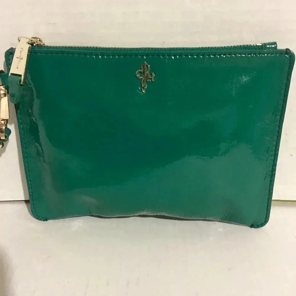 Cole Haan green leather wristlet bag